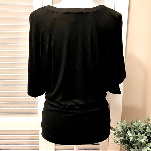 Kenar Studded Black Tunic Blouse v-neck S - Picture 2 of 5